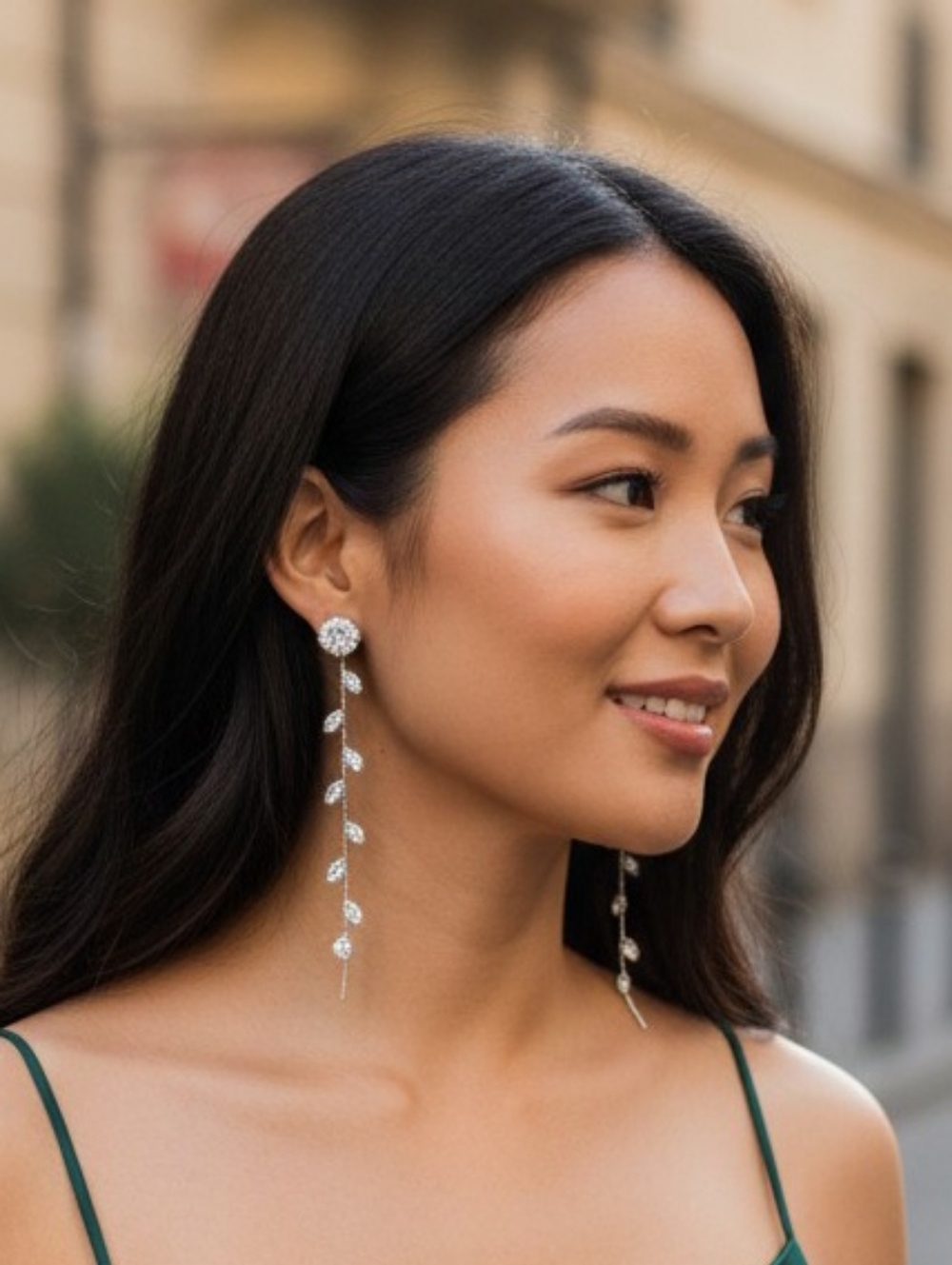 Silver Diamond Drop Earrings Bridal Wedding Formal Prom Evening Modern Socialite